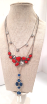 VTG Costume Necklaces Lot of 3, Red White Blue and Lia Sophia ! - $11.30