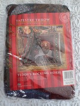 Nip Crown Crafts Teddy&#39;s Rocking Horse Acrylic/Cotton Fringed Throw - 50&quot; X 60&quot; - £16.03 GBP