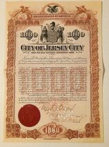 City of Jersey City - Original Bond Certificate Signed by the Mayor of J... - $19.64 CAD