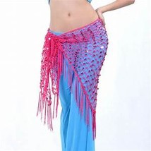 Fushia Pink Mermaid Sequin Tribal BellyDance ATS Bohemian Tribal Hip Sca... - $39.99