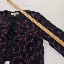 Sarah Elizabeth Women's 14 Black/Red Floral Embroidered One Button Blazer Jacket image 8