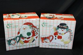 Fitz and Floyd Holiday Mug and Plate Sets Xmas Snowman and Santa 2 Sets - $25.47
