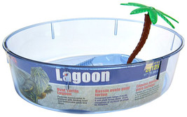 Lees Oval Turtle Lagoon with Access Ramp to Feeding Bowl and Palm Tree Decor 4 c - £59.59 GBP