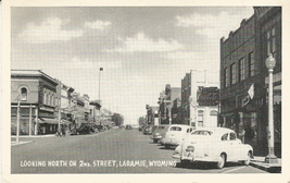 Laramie WY North on 2nd Street View Postcard Coca Cola Sign 30s Drugstor... - £7.00 GBP