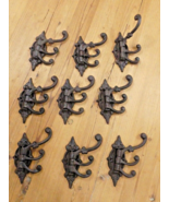 9 Cast Iron Antique Style SWIVEL Coat Hooks Hat Rustic  **READ DESCRIPTION* - $39.99