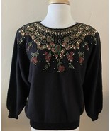 Dana Scott Vintage Christmas Holiday New Year Beaded Sweater Size Medium - $30.97 CAD