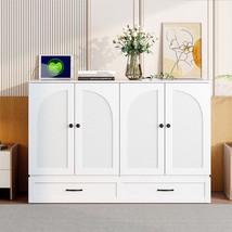 Full-Size Murphy Bed w/ Large Drawers, White - $781.99