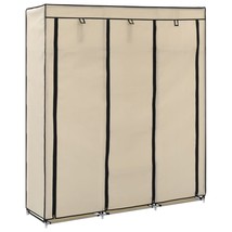 Wardrobe with Compartments and Rods Cream 150x45x175 cm Fabric - £32.60 GBP