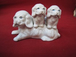 Vintage Cocker Spaniel Mom and Puppies Salt &amp; Pepper Shakers  - £23.35 GBP