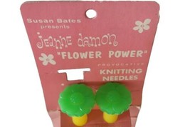 Unique Vtg FLOWER POWER JEANNE DAMON Knitting Needles Size 17 Neon Green... - $22.50