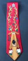 Vintage Yule Tie Greetings Anthropomorphic Reindeer Quirky Christmas Tie Necktie - £2.93 GBP