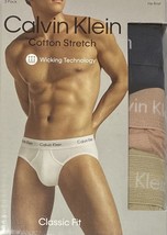 Calvin Klein 3 Men&#39;s Cotton Stretch Hip Briefs XXL 44-46 Navy/Clay/Beige... - £26.59 GBP