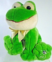 Russ Plush Frog Shining Stars Green Stuffed Soft Doll Toy Gold Ribbon 8&quot; - £23.91 GBP