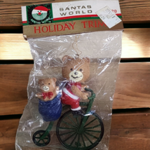 Plastic Teddy Bears on Big Wheel Bicycle Kurt Adler Christmas Ornament NOS - £5.74 GBP