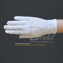 Girl&#39;s White Satin Gloves with Daisy Flowers Cross &amp; Pearls - £14.36 GBP