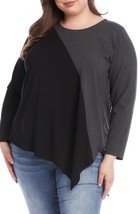 New Karen Kane Black Gray Color Block Rayon Top Blouse Size 1X Women $109 - £47.95 GBP