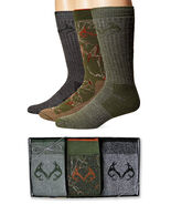 Realtree Mens Camo Merino Wool Warm Boot Crew Socks Gift Box Cushion 3 Pair - $23.99
