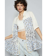 POL Ruffled Hem Floral Button Up Half Sleeve Shirt - $101.05 CAD+