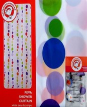 LITTLE MISS MATCHED ZANY DOTS STRIPES WHITE SHOWER CURTAIN HOOKS BATH RO... - £23.38 GBP