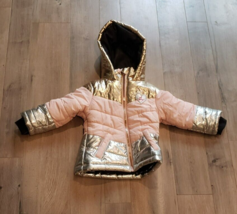 Betsey Johnson Size 2T Winter Coat Parka Pink Gold - £11.84 GBP
