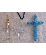 3 Cross Christmas Tree Ornaments 1 Blue Beaded 2 Acrylic VGC - $5.93