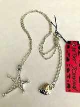 Betsey Johnson Silver Alloy Sparkle Crystal Rhinestone Star Necklace - £7.16 GBP