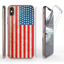 For iPhone XS X Full Coverage Wrap Front Back Protector Case American USA Flag - £15.72 GBP