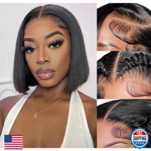 Keytac Bob Wig Human Hair Lace Front Glueless Wigs for Black Women Pre P... - $42.10