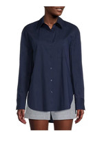 Alex Marie + Brrr Cotton Poplin Moisture Wicking Point Collar Button Down Blouse - $22.50