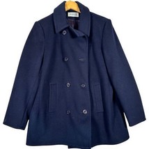 JG HOOK Navy Blue Pea Coat 100% Wool Sailor Buttons Union Tag Made in USA - $29.99