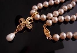 Wedding necklace - Marvella hand knotted Pearl choker - rhinestone removable enh - £75.93 GBP