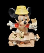 Disney Signed Grolier Goebel Porcelain Mickey Mouse Gardening W Germany ... - $49.49