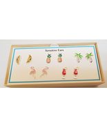 Bay Studio Stud Back Earrings 5 Pair Sensitive Ears Flamingos Fruit Palm... - $28.14 CAD