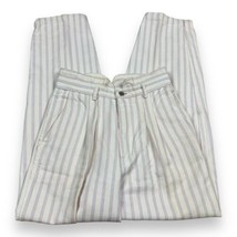 Vtg 90s Gitano White High Waist Pink Blue Pin Striped Mom Jeans Size 9/10 - £14.41 GBP