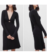 NWT Aritzia Wilfred Light Knit Sweater Dress, V Neck Front Twist Tie Key... - £18.60 GBP