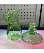 HAZEL-ATLAS GREEN DEPRESSION GLASS SYRUP  PITCHER NO TOP  6 1/8&quot;-READ!! - $732.91 MXN