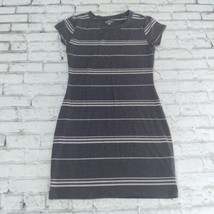 Bongo Dress Women Medium Gray Striped Short Sleeve T Shirt Dress Bodycon... - $19.99