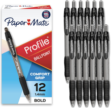 Profile Retractable Ballpoint Pens, Bold Point (1.4Mm), Black, 12 Count - $14.75