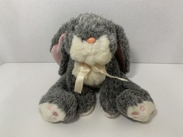 Russ Berrie 6798 Bouncy Jr plush gray lop bunny rabbit pink floppy ears Easter - £7.90 GBP