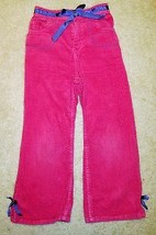 FLAPDOODLES Corduroy Pants Bright Pink Purple Ribbon Trim Top Stitching Girl 5 - £14.02 GBP