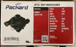 Packard 66756 - .85 Amps 3300RPM 115V Draft InDucer Fan Furnace Blower M... - £147.15 GBP