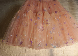 Girl Blush Pink Tiered Tulle Skirt A-line Puffy Skirt Plus Size Knee Length image 2