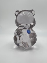 Fenton Glass Bear Figurine Pink Art Blue Heart Collectible USA Retired - $17.10