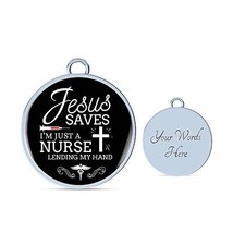 Express Your Love Gifts Jesus Saves I&#39;m just A Nurse Circle Bangle Engraved Stai - £36.36 GBP