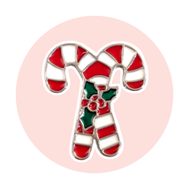 Christmas Holiday Enamel Pin: Candy Canes with Holly - £10.53 GBP