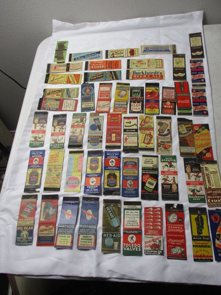 Primary image for 54 Lot Matchbook Covers Coca Cola pepsi beer gas oil TOLEDO Vintage old ADVER