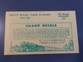 Vintage Champ Decals No. HB-319 Detroit Toledo & Ironton DT&I Boxcar White HO - $14.95