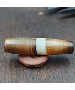 Ancienne perle en agate yéménite naturelle motif rare baguée 37,9 mm BD-5 - $1,049.36 MXN