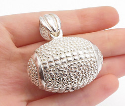 925 Sterling Silver - Vintage Shiny Hollow Football Motif Sport Pendant - PT4789 - £62.03 GBP