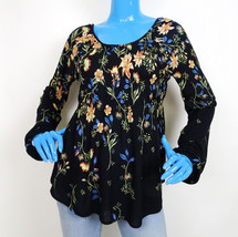 Free People Dahlia Floral Print Gathered Peasant Festival Blouse Top Tunic S 4 6 - £17.80 GBP